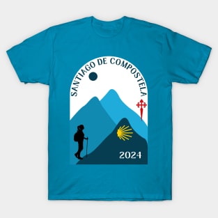 Camino de Santiago de Compostela 2024 Woman Walking T-Shirt